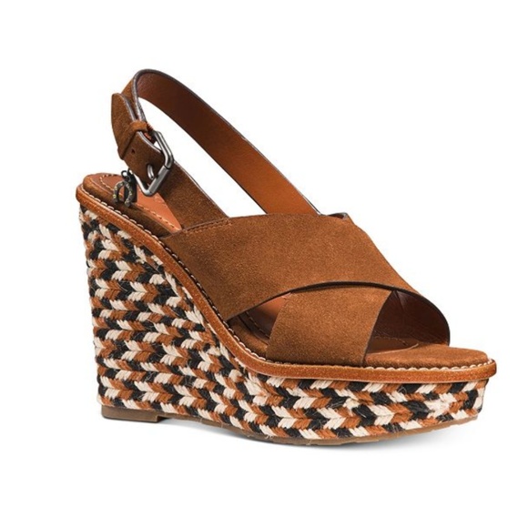coach cross band high wedge sandal